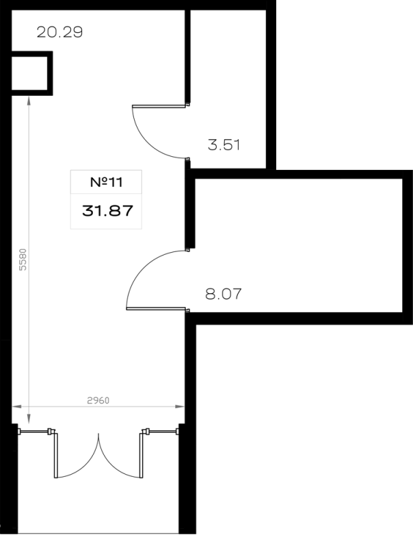 Помещение, 31.87 м² в ЖК "Борский" - планировка, фото №1