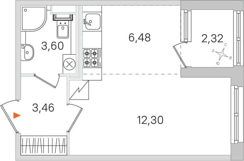 Квартира-студия, 25.84 м² в ЖК "Дубровский" - планировка, фото №1