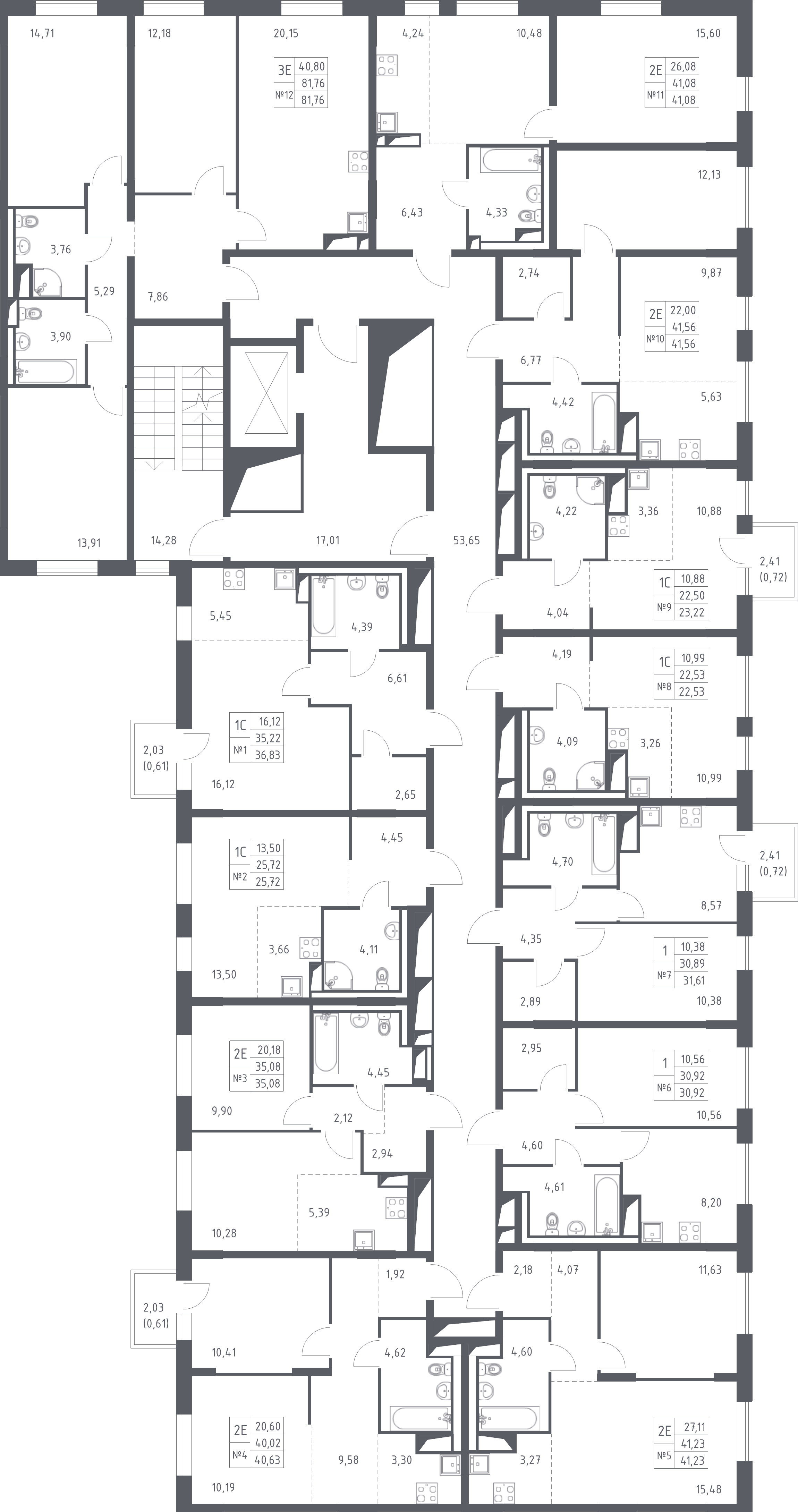 Квартира-студия, 35.83 м² - планировка этажа