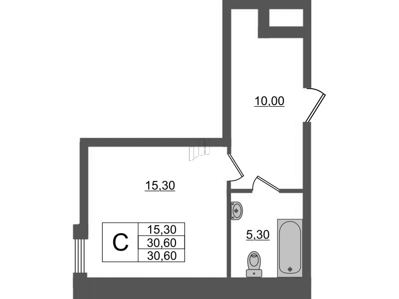 Квартира-студия, 30.6 м² в ЖК "PROMENADE" - планировка, фото №1