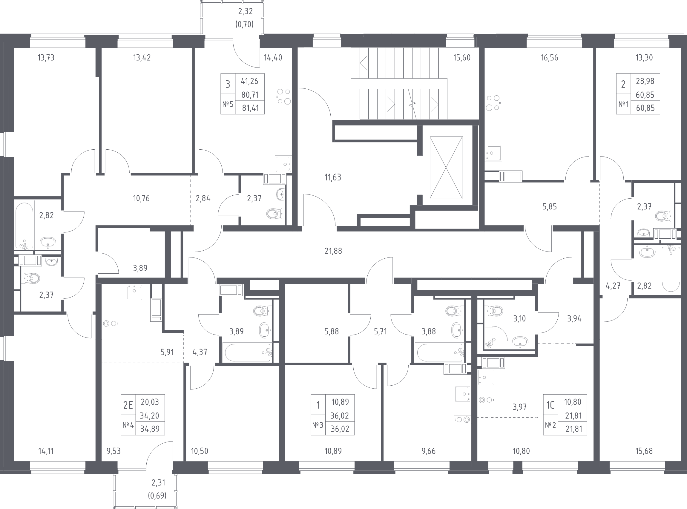 Квартира-студия, 21.81 м² в ЖК "Живи! В Рыбацком" - планировка этажа