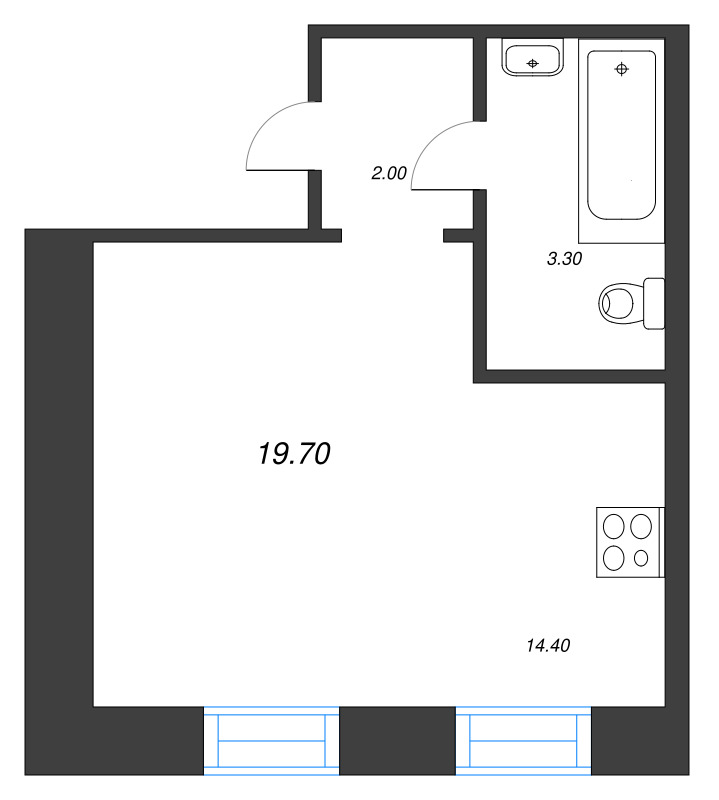 Квартира-студия, 21.5 м² в ЖК "Крона" - планировка, фото №1