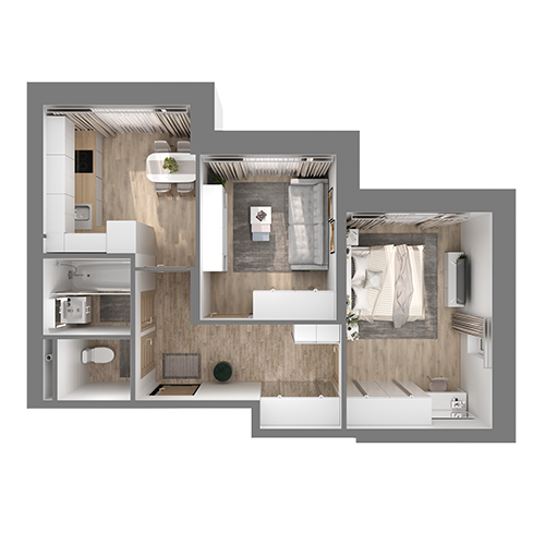 2-комнатная квартира, 46.1 м² в ЖК "Северная Долина" - планировка, фото №1