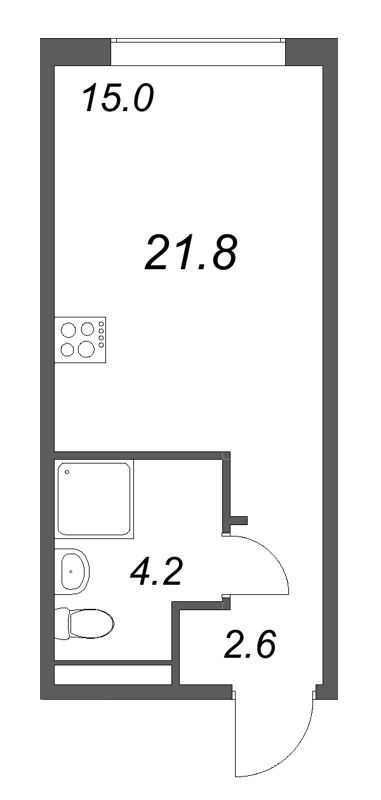 Квартира-студия, 21.8 м² в ЖК "Пулково Лейк" - планировка, фото №1