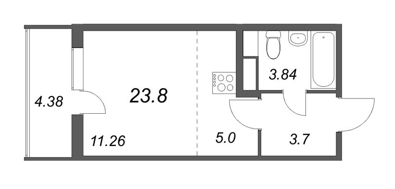 Квартира-студия, 23.8 м² - планировка, фото №1