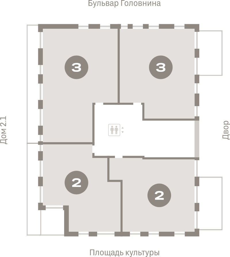 4-комнатная (Евро) квартира, 125.6 м² в ЖК "Северный ветер" - планировка этажа
