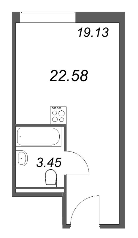 Квартира-студия, 22.58 м² в ЖК "Арт Плаза" - планировка, фото №1