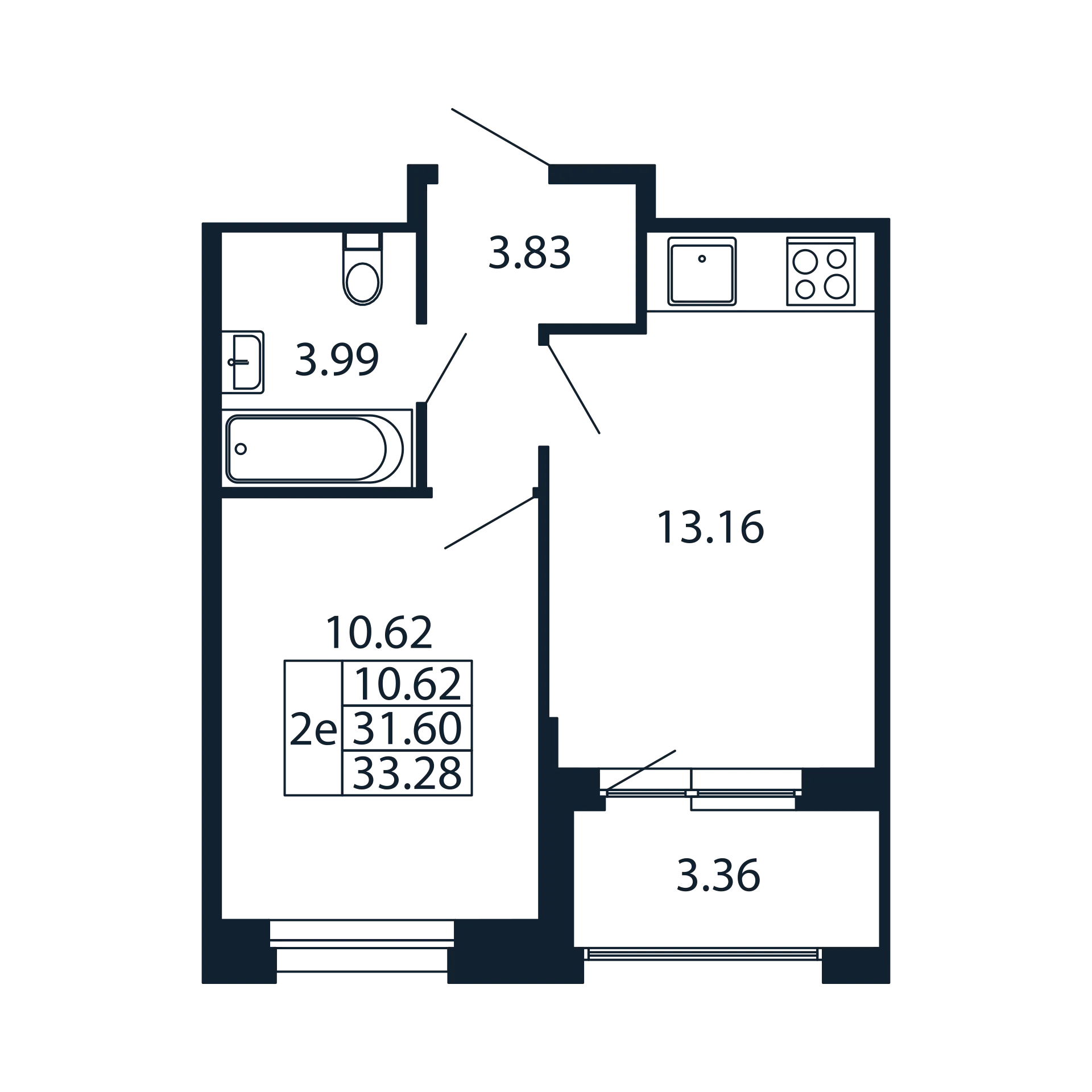 1-комнатная квартира, 31.6 м² в ЖК "Полис Новоселье" - планировка, фото №1