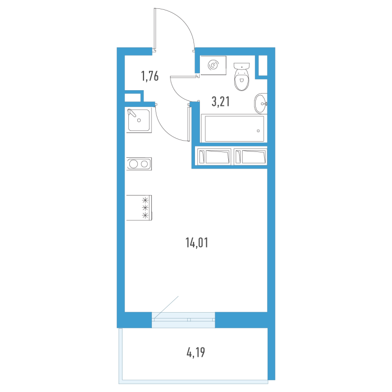 Квартира-студия, 20.24 м² в ЖК "Аэросити" - планировка, фото №1