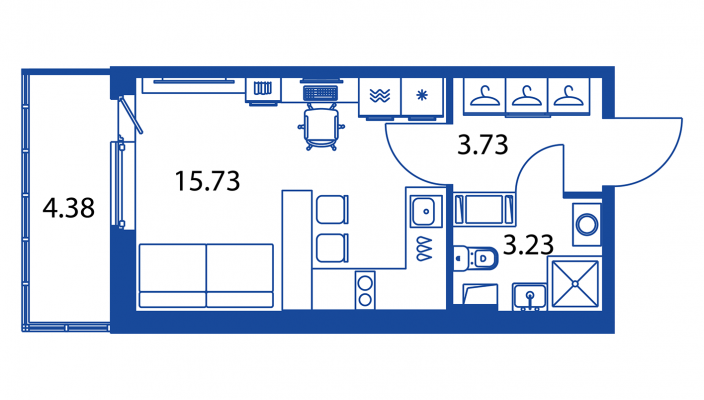 Квартира-студия, 22.69 м² в ЖК "Полис ЛАВрики" - планировка, фото №1