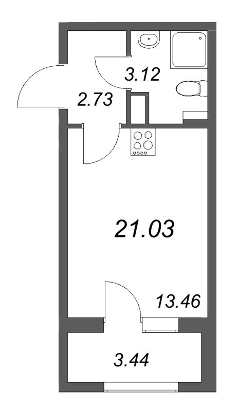 Квартира-студия, 21.03 м² в ЖК "Гранат" - планировка, фото №1