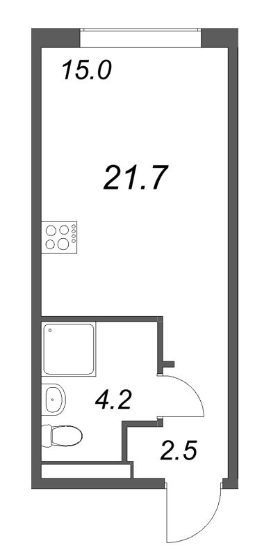 Квартира-студия, 21.7 м² - планировка, фото №1