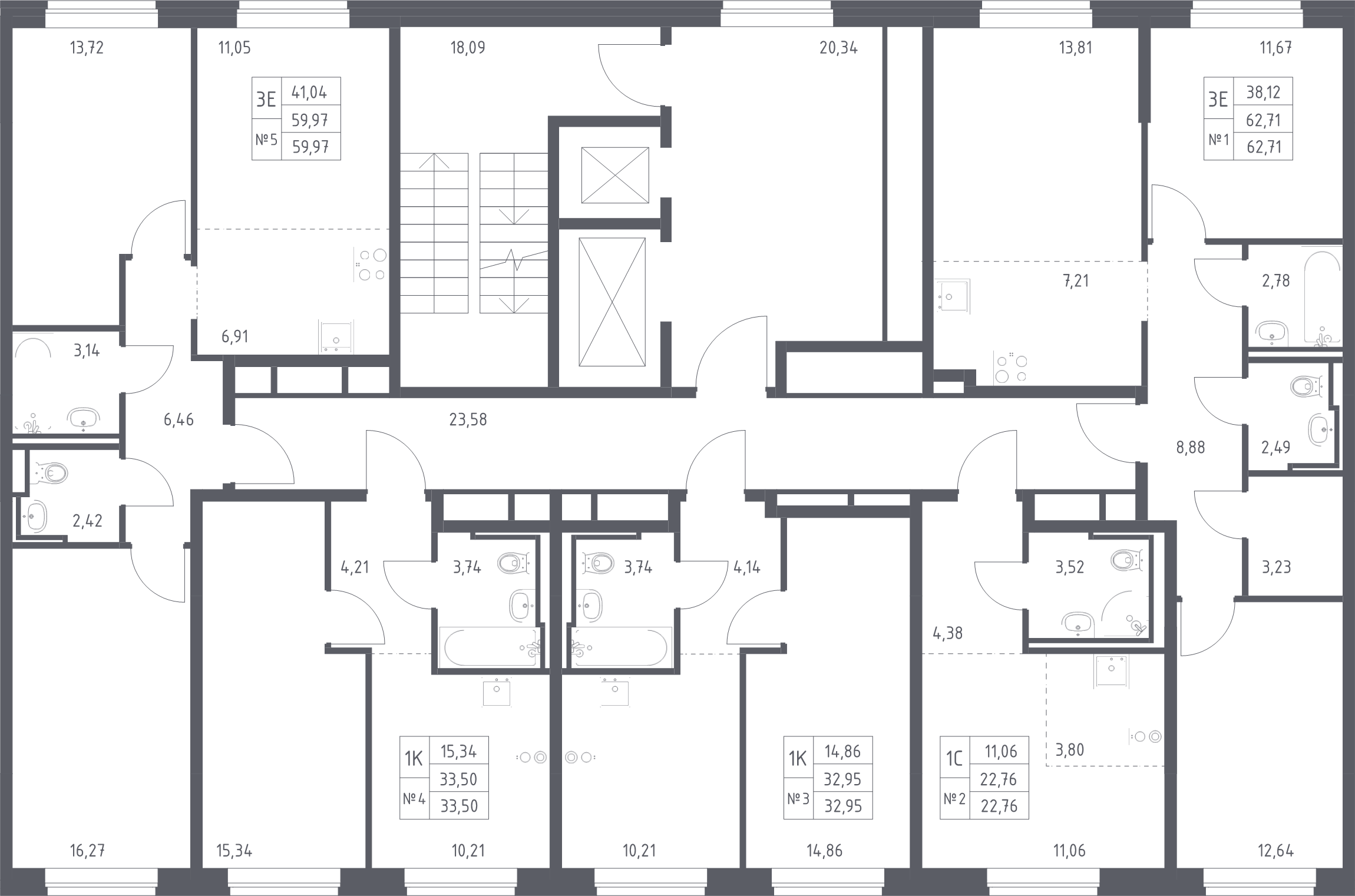 Квартира-студия, 22.76 м² в ЖК "Живи! В Рыбацком" - планировка этажа