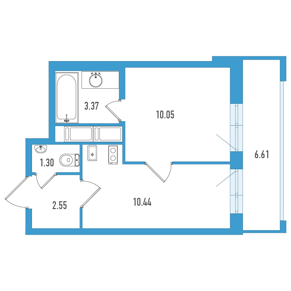 1-комнатная квартира, 29.69 м² в ЖК "Искра-Сити" - планировка, фото №1
