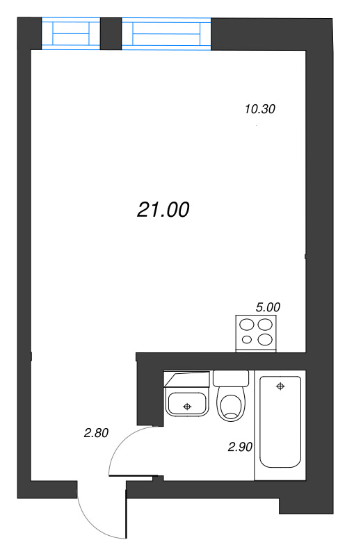 Квартира-студия, 21 м² - планировка, фото №1