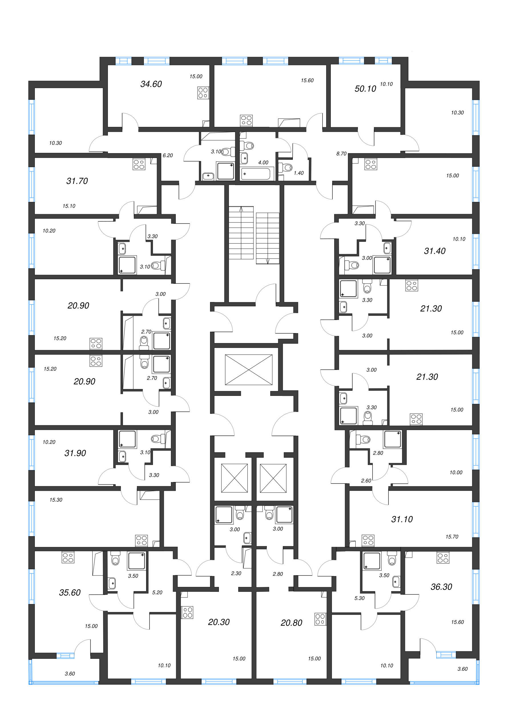 Квартира-студия, 20.3 м² в ЖК "Ручьи" - планировка этажа