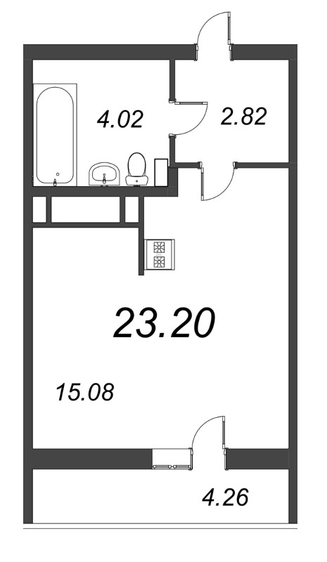 Квартира-студия, 23.2 м² в ЖК "AEROCITY Family" - планировка, фото №1