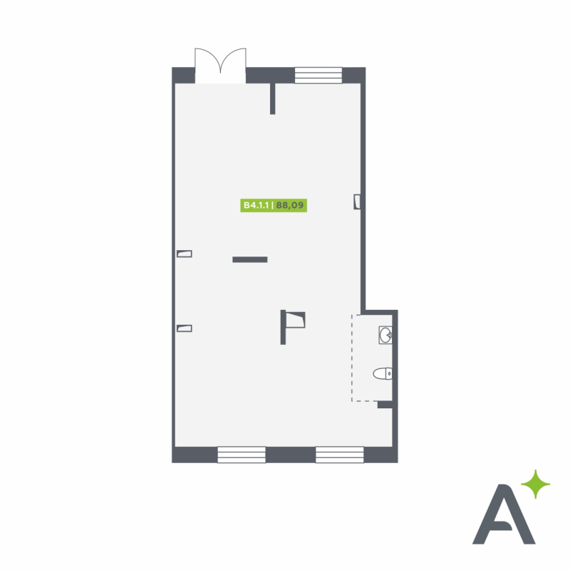 Помещение, 88.09 м² в ЖК "Аквилон RekaPark" - планировка, фото №1