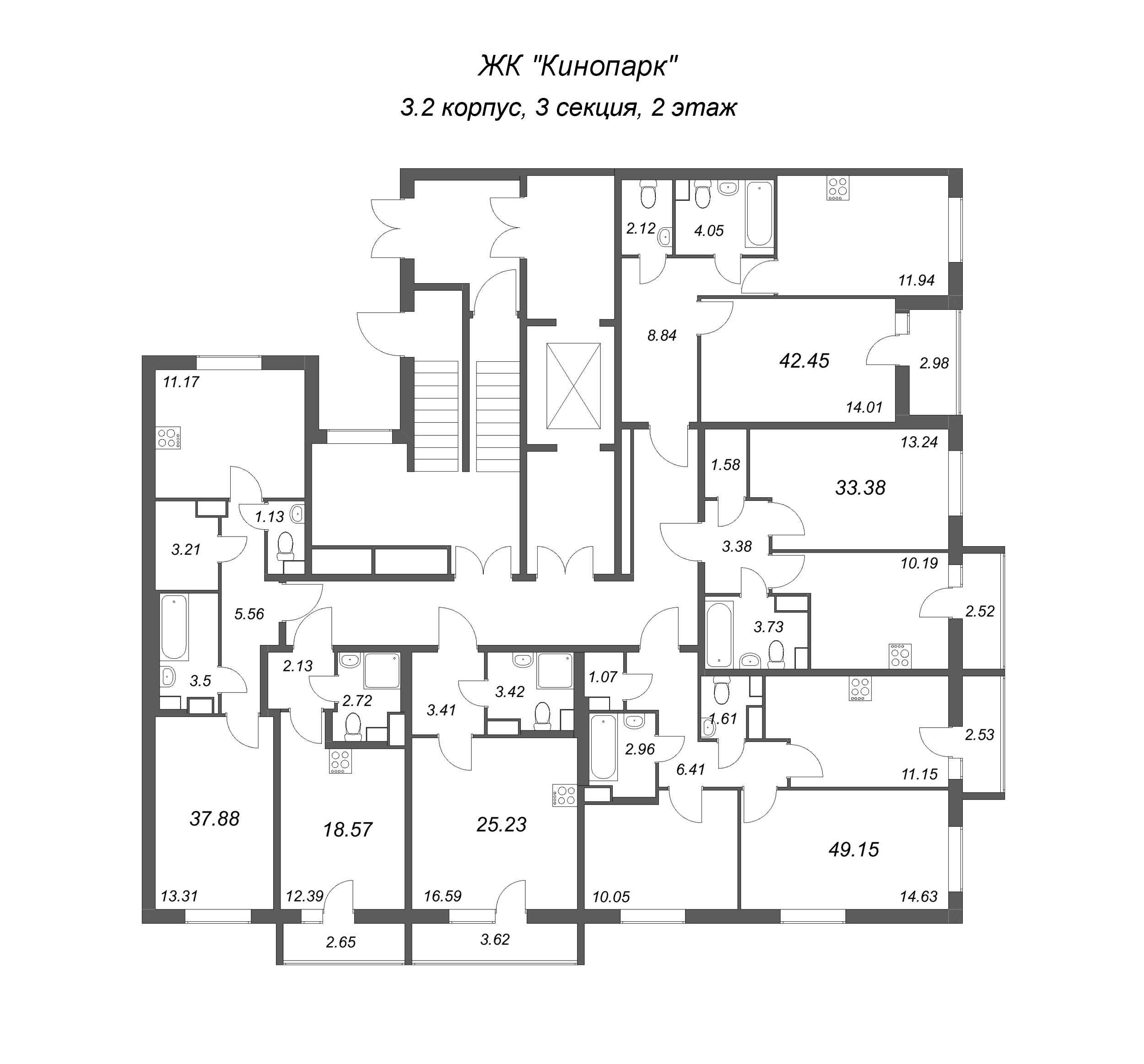 Квартира-студия, 18.57 м² в ЖК "Кинопарк" - планировка этажа