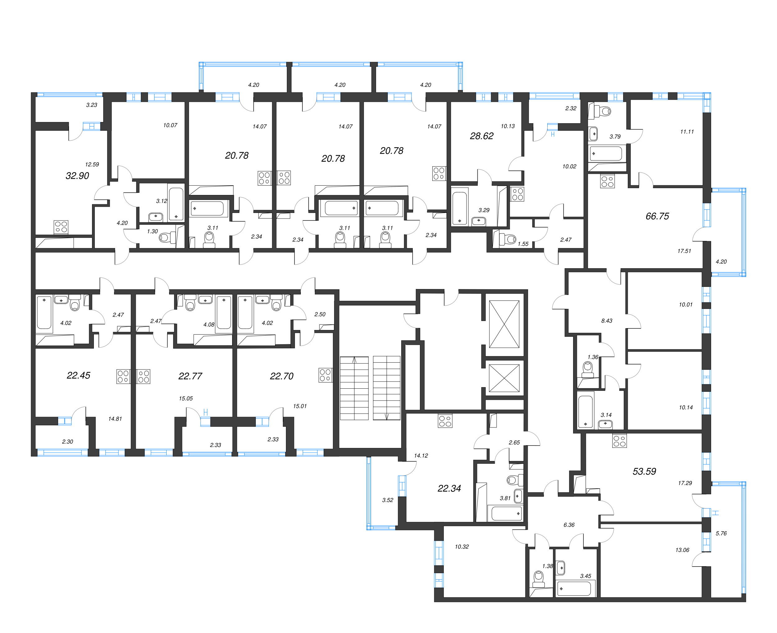 Квартира-студия, 20.78 м² - планировка этажа