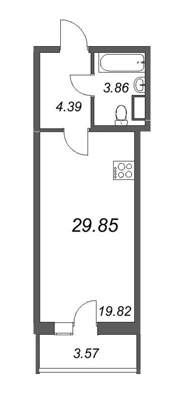 Квартира-студия, 29.85 м² - планировка, фото №1