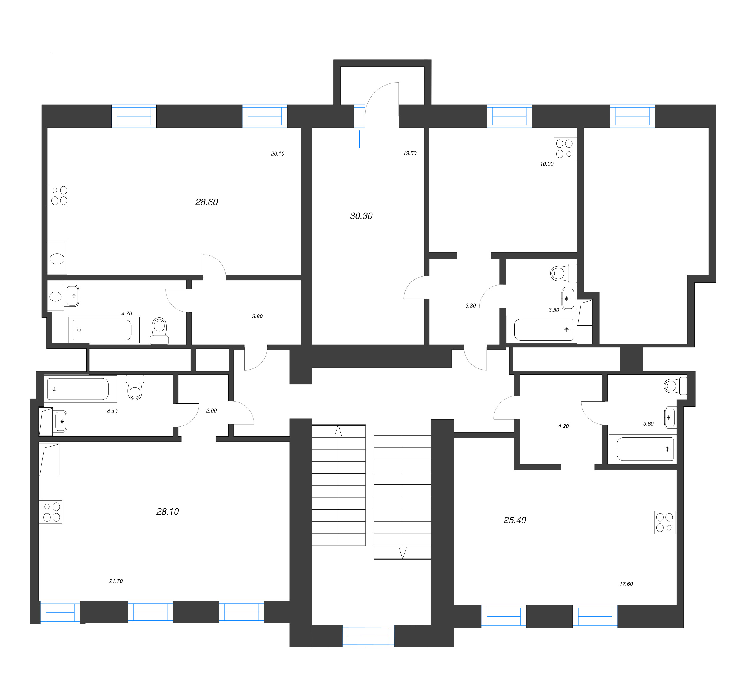 Квартира-студия, 25.1 м² в ЖК "Крона" - планировка этажа