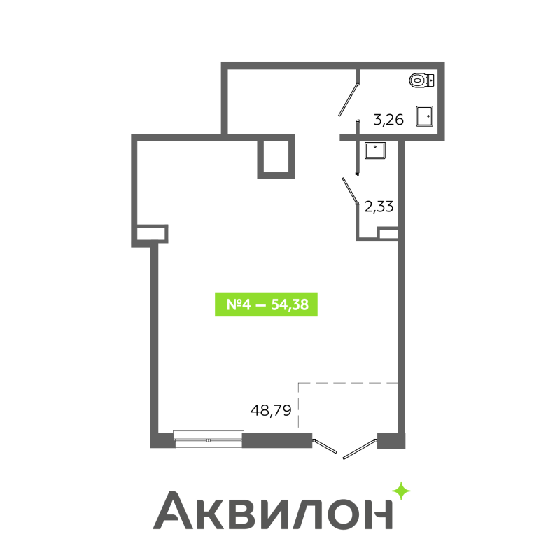 Помещение, 54.38 м² в ЖК "Аквилон Янино" - планировка, фото №1
