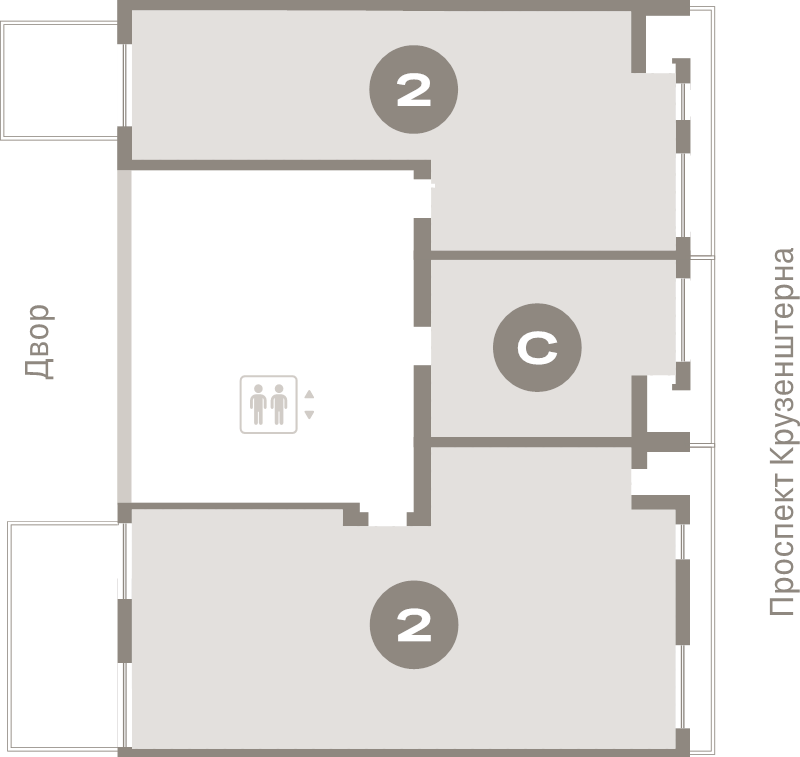 Квартира-студия, 34.6 м² в ЖК "Северный ветер" - планировка этажа