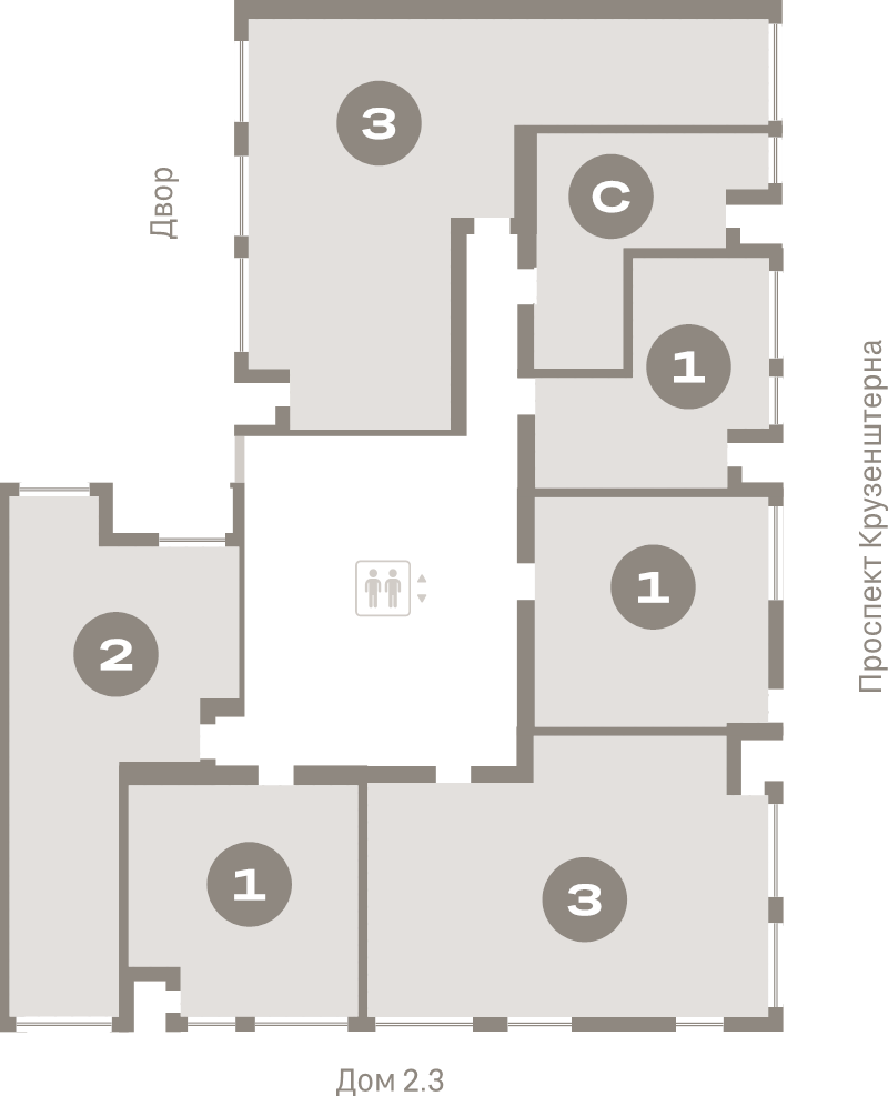 4-комнатная (Евро) квартира, 87.3 м² в ЖК "Северный ветер" - планировка этажа