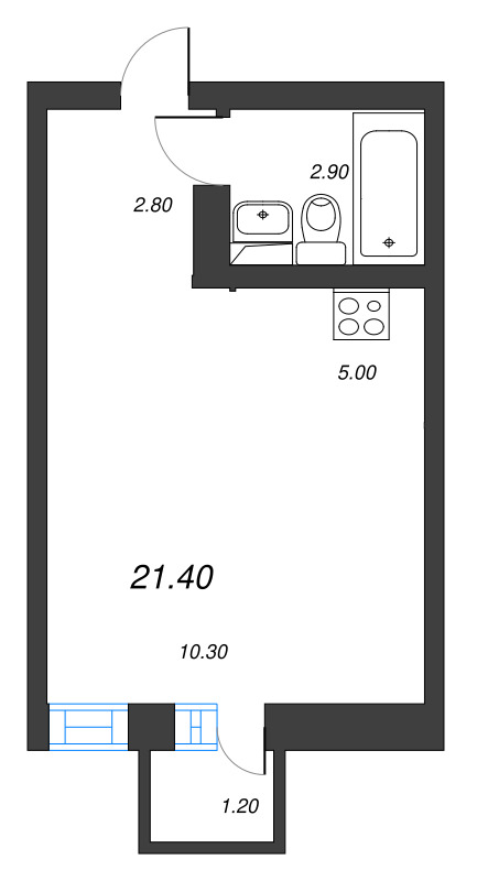 Квартира-студия, 21.4 м² в ЖК "Эко Квартал Нега" - планировка, фото №1