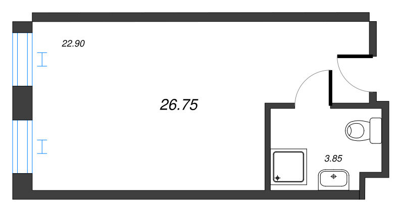 Квартира-студия, 26.84 м² в ЖК "We'll" - планировка, фото №1