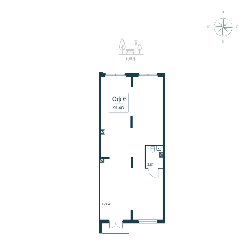 Помещение, 91.48 м² в ЖК "Расцветай в Янино" - планировка, фото №1