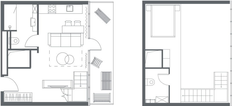2-комнатная (Евро) квартира, 48.9 м² в ЖК "YE’S Primorsky" - планировка, фото №1