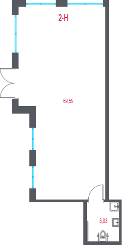 Помещение, 75.42 м² в ЖК "Город-спутник Южный" - планировка, фото №1