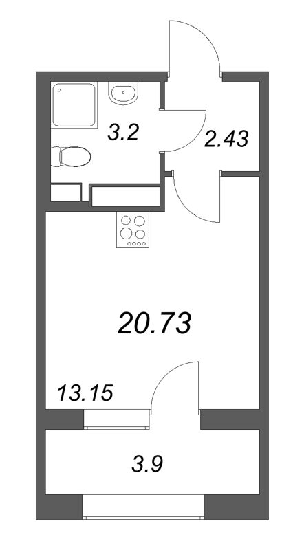Квартира-студия, 20.73 м² в ЖК "Аурум" - планировка, фото №1