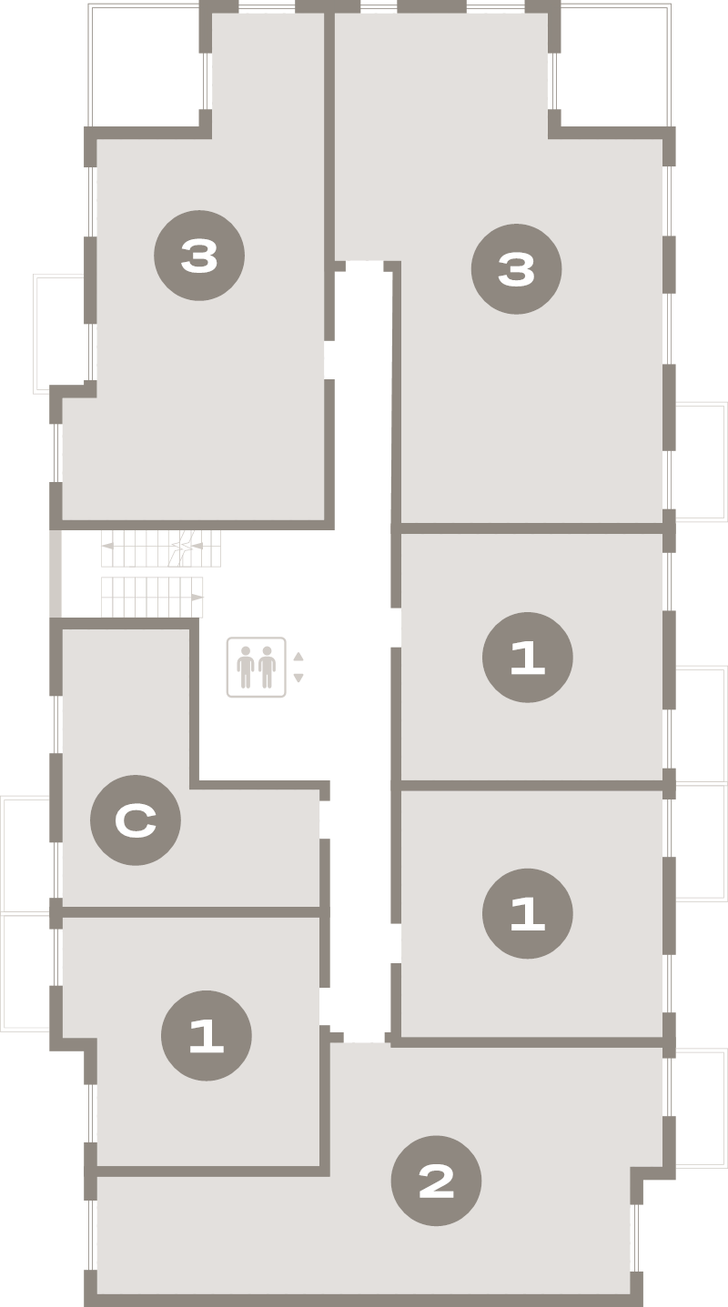 3-комнатная (Евро) квартира, 73 м² в ЖК "Брусника в Новоселье" - планировка этажа