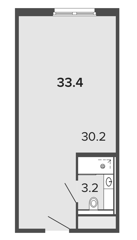 Квартира-студия, 33.1 м² в ЖК "ARTSTUDIO Moskovsky" - планировка, фото №1