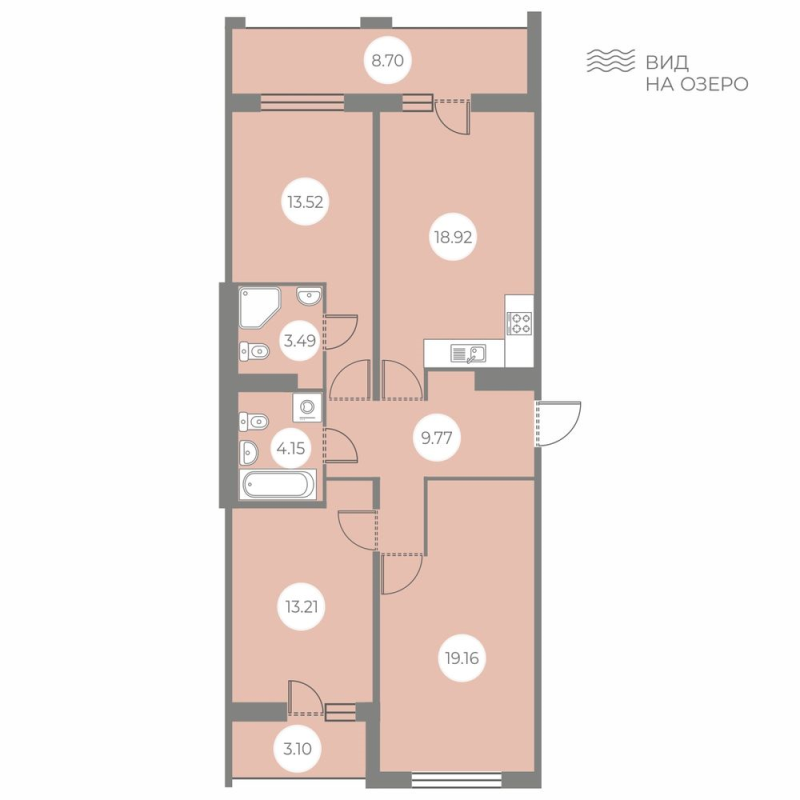 4-комнатная (Евро) квартира, 88.12 м² - планировка, фото №1