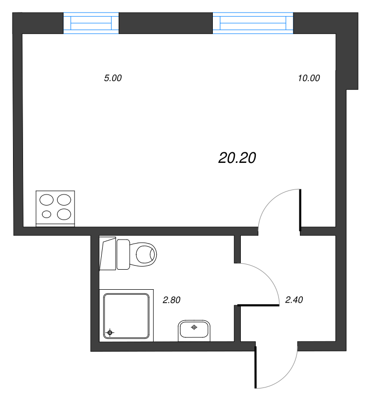 Квартира-студия, 20.7 м² в ЖК "ЛСР. Ржевский парк" - планировка, фото №1