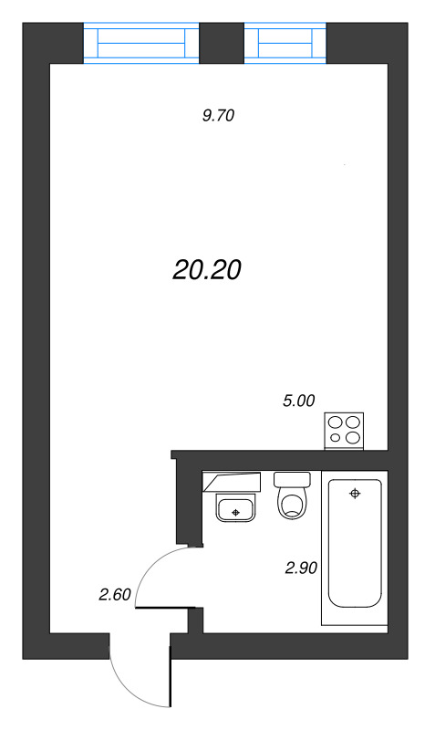 Квартира-студия, 20.2 м² в ЖК "ЭКО Квартал NEGA" - планировка, фото №1