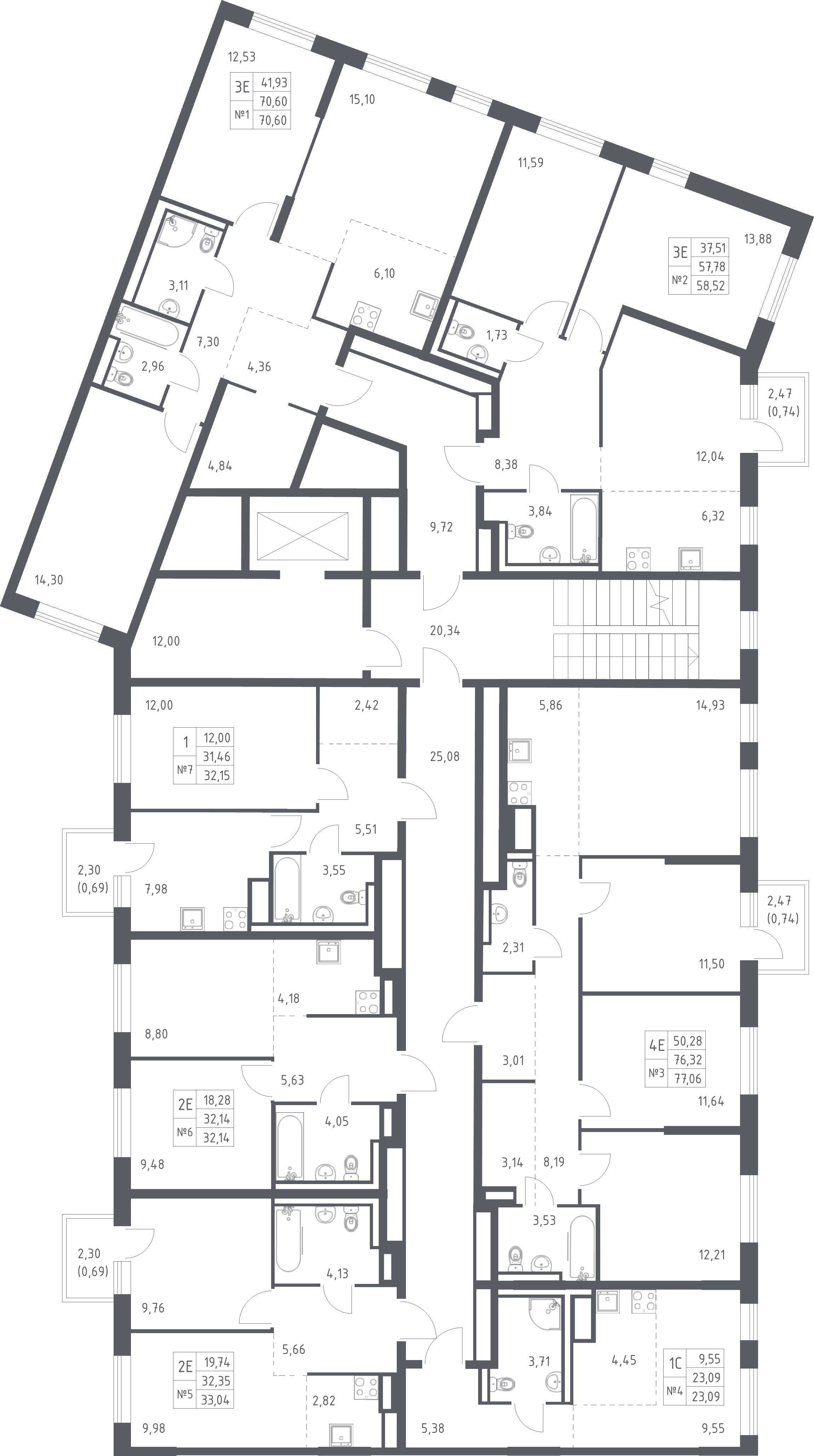 Квартира-студия, 23.09 м² - планировка этажа