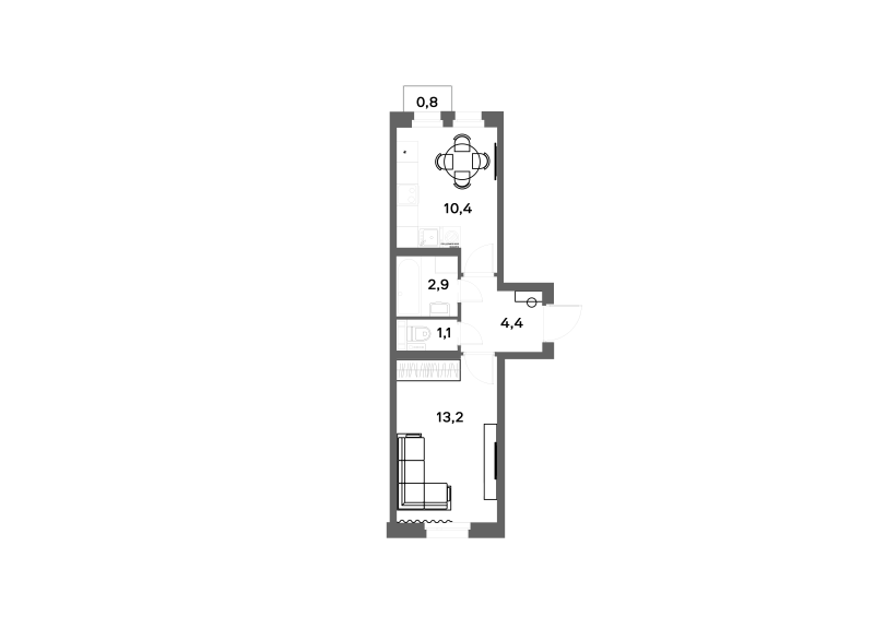 1-комнатная квартира, 32.2 м² в ЖК "ЭКО Квартал NEGA" - планировка, фото №1