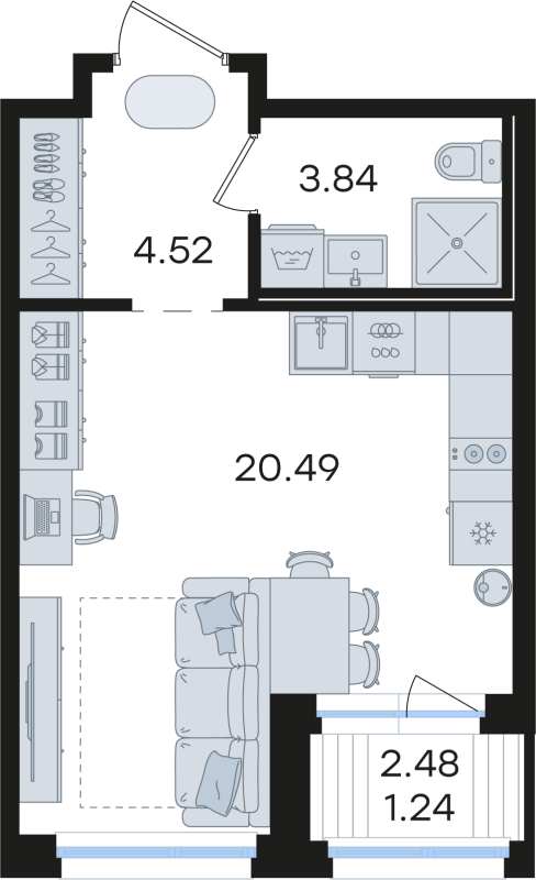 Квартира-студия, 30.09 м² в ЖК "Парголово" - планировка, фото №1