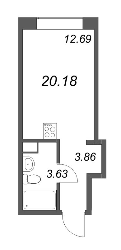 Квартира-студия, 20.18 м² - планировка, фото №1
