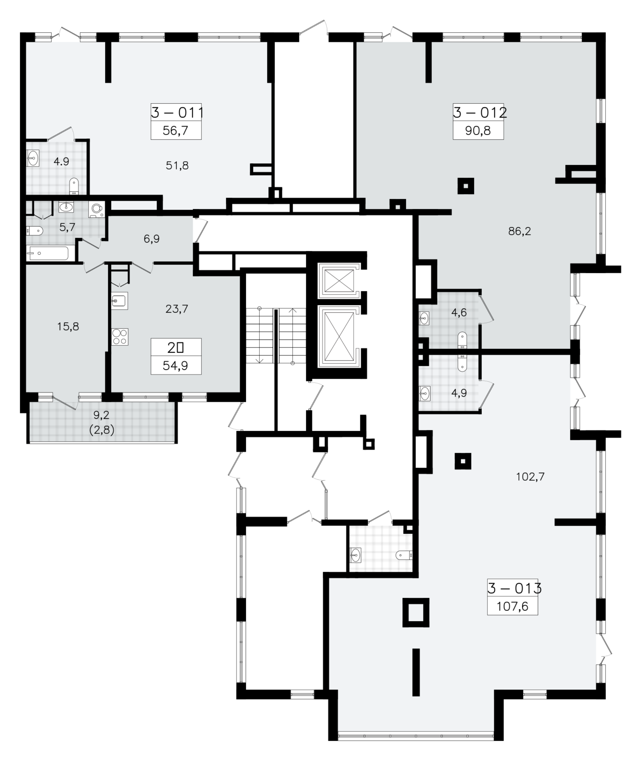 Помещение, 107.6 м² в ЖК "А101 Всеволожск" - планировка этажа