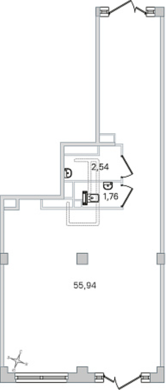 Помещение, 60.24 м² в ЖК "Дубровский" - планировка, фото №1