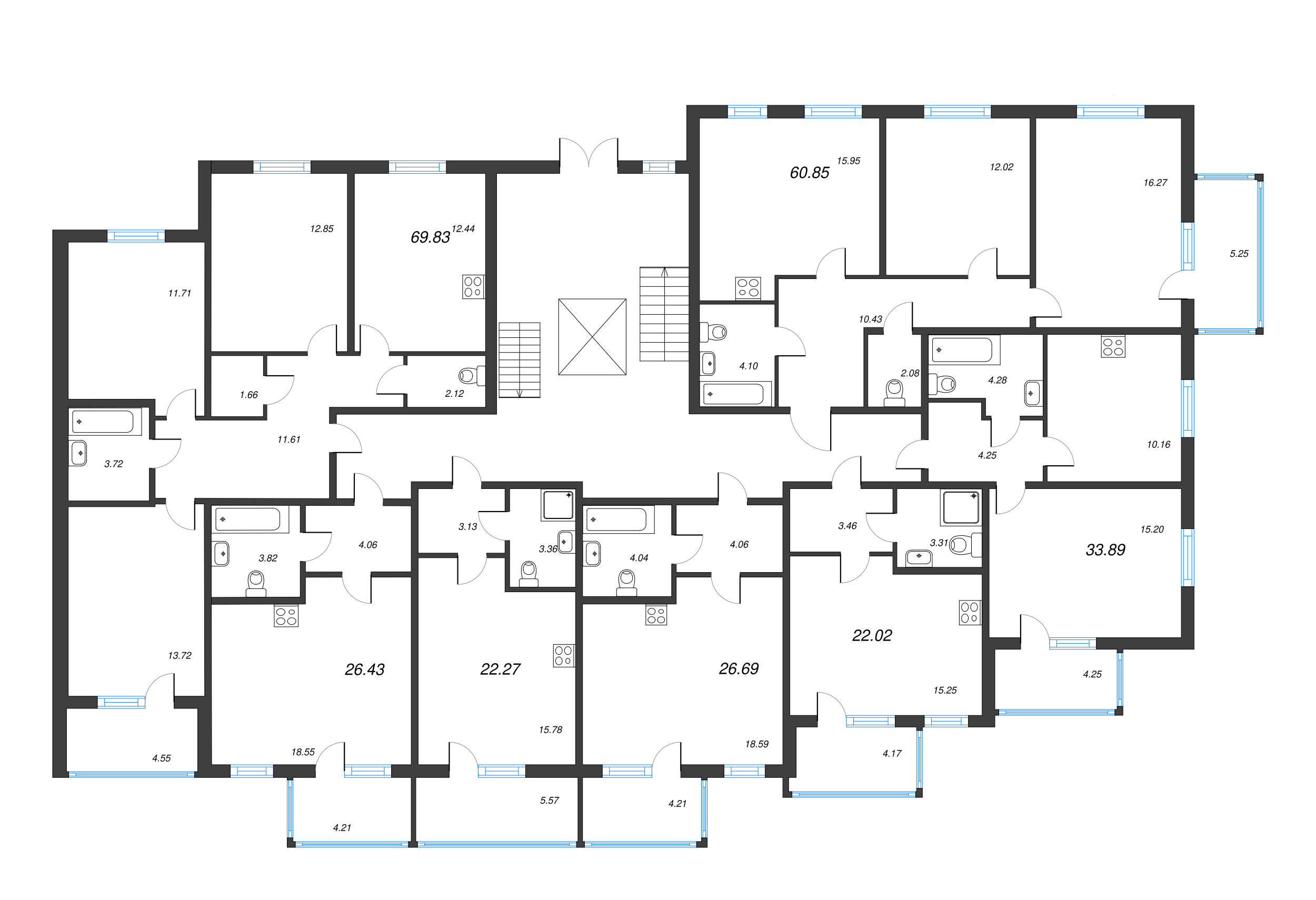 Квартира-студия, 26.69 м² - планировка этажа