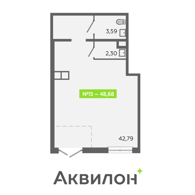 Помещение, 48.68 м² в ЖК "Аквилон Янино" - планировка, фото №1