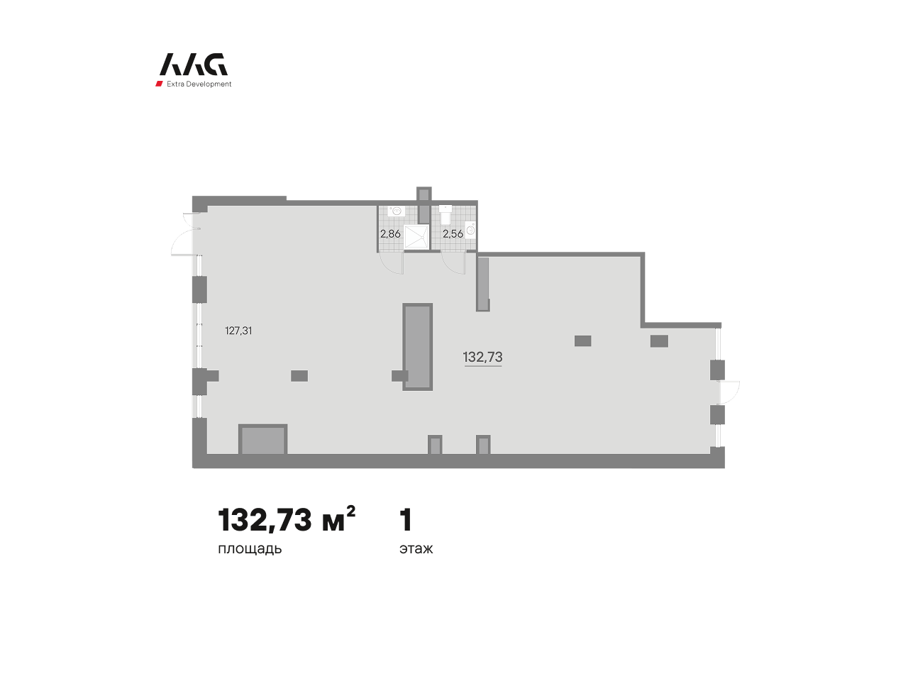 Помещение, 132.73 м² в ЖК "Avant" - планировка, фото №1