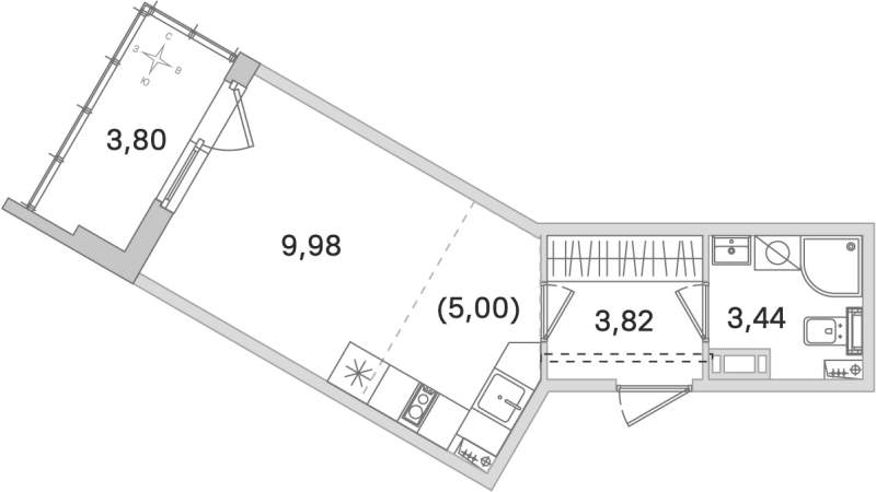 Квартира-студия, 22.24 м² в ЖК "Любоград" - планировка, фото №1